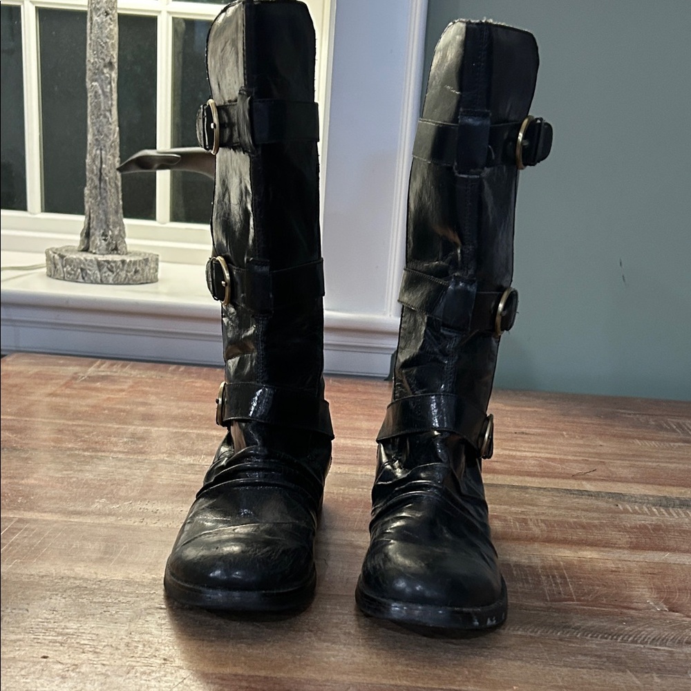 Zinc Black 3-buckle motorcycle boots